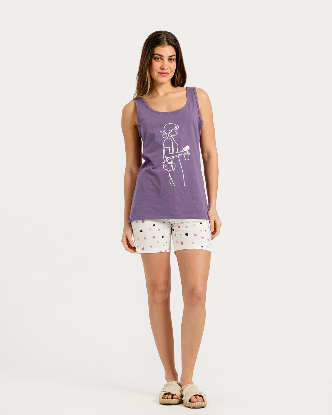 Women's Sleeveless Pajama Set with Shorts
