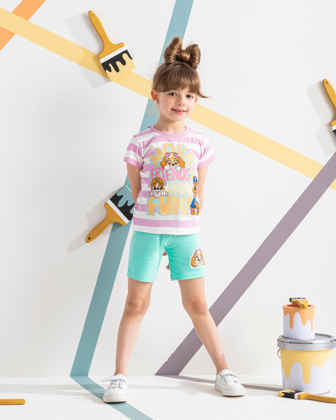 paw patrol girls pajamas striped shorts