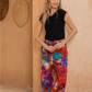 Women's pajamas, trousers, text, km and lace from the back