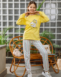 Lets Sleep Garfield Girls' Long Sleeve Cotton Pajamas * Stripe Pants