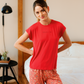 Half-sleeve pajamas in warm summer colors