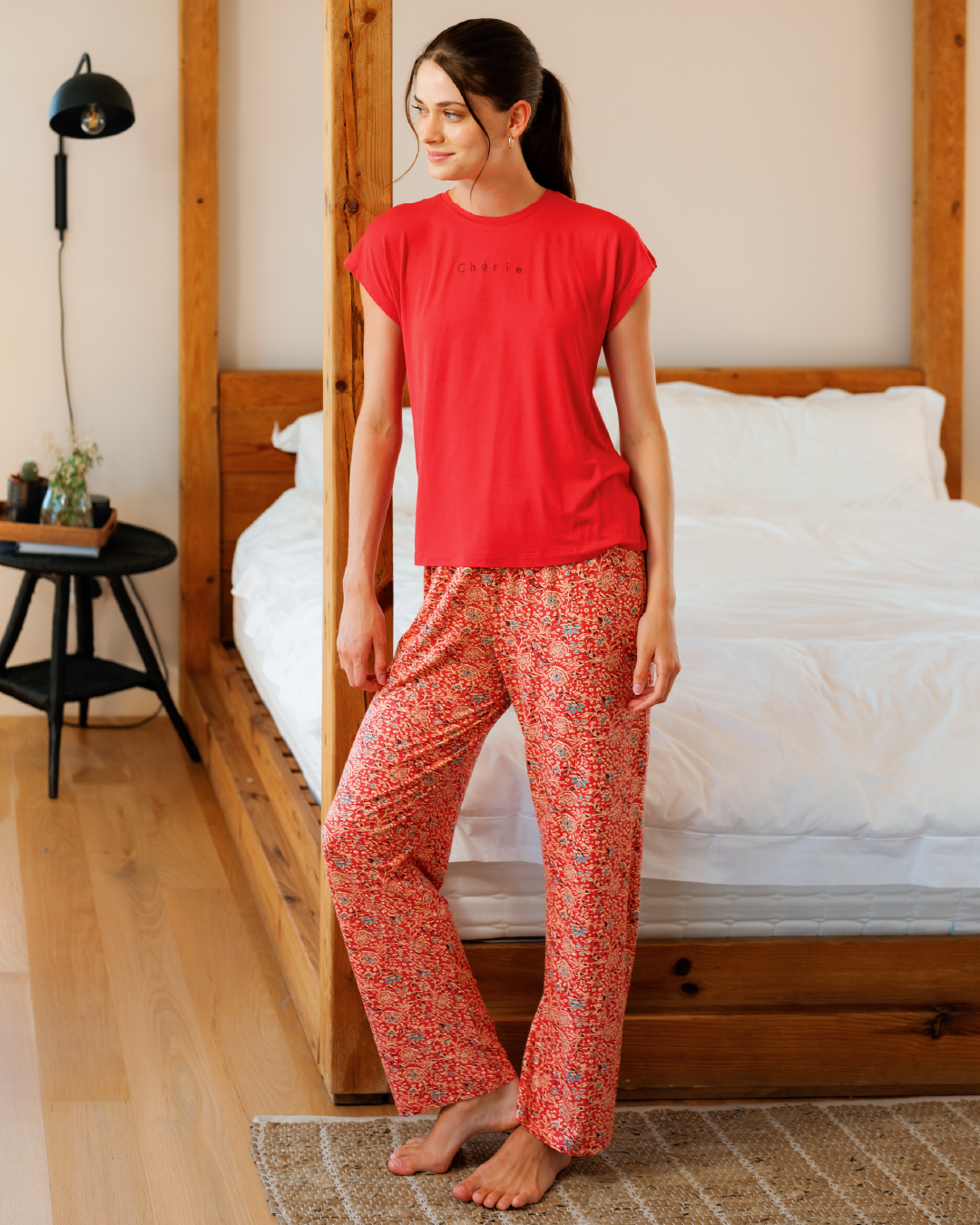 Half-sleeve pajamas in warm summer colors