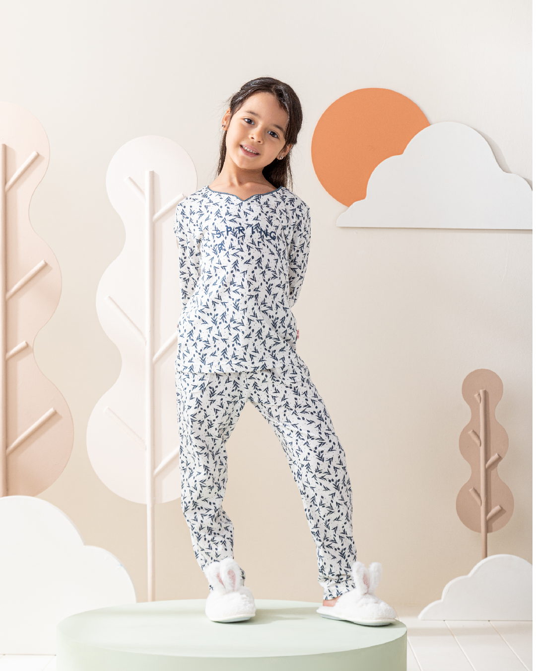 tiny roses بيجاما بناتي كُم طويل