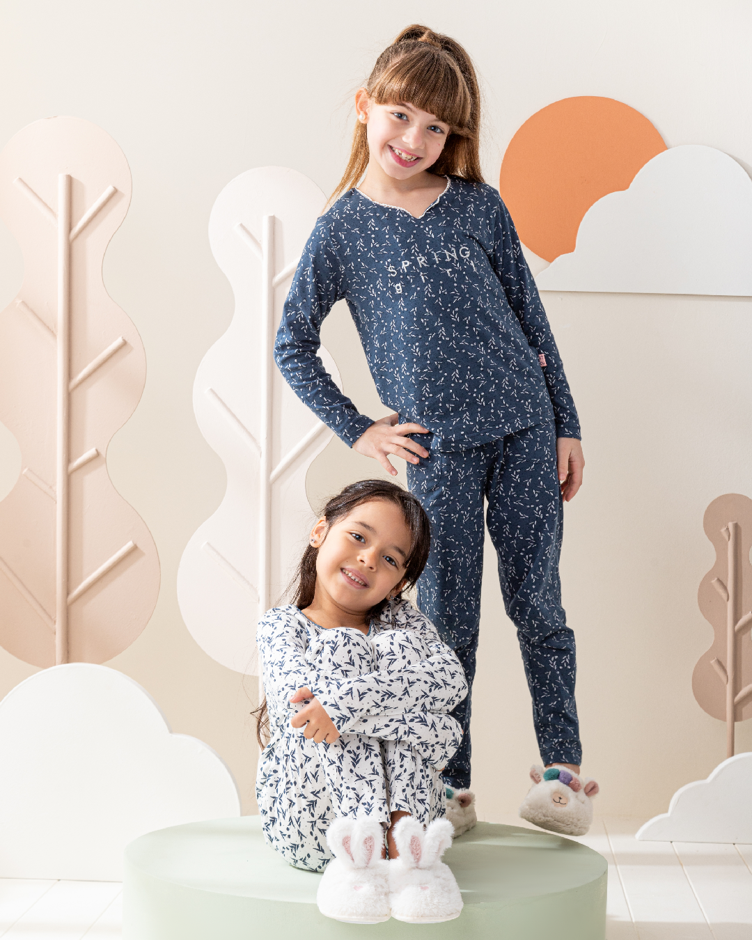 tiny roses بيجاما بناتي كُم طويل