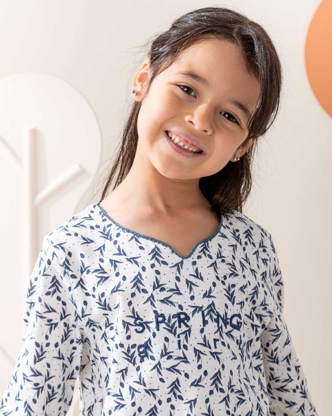 tiny roses بيجاما بناتي كُم طويل