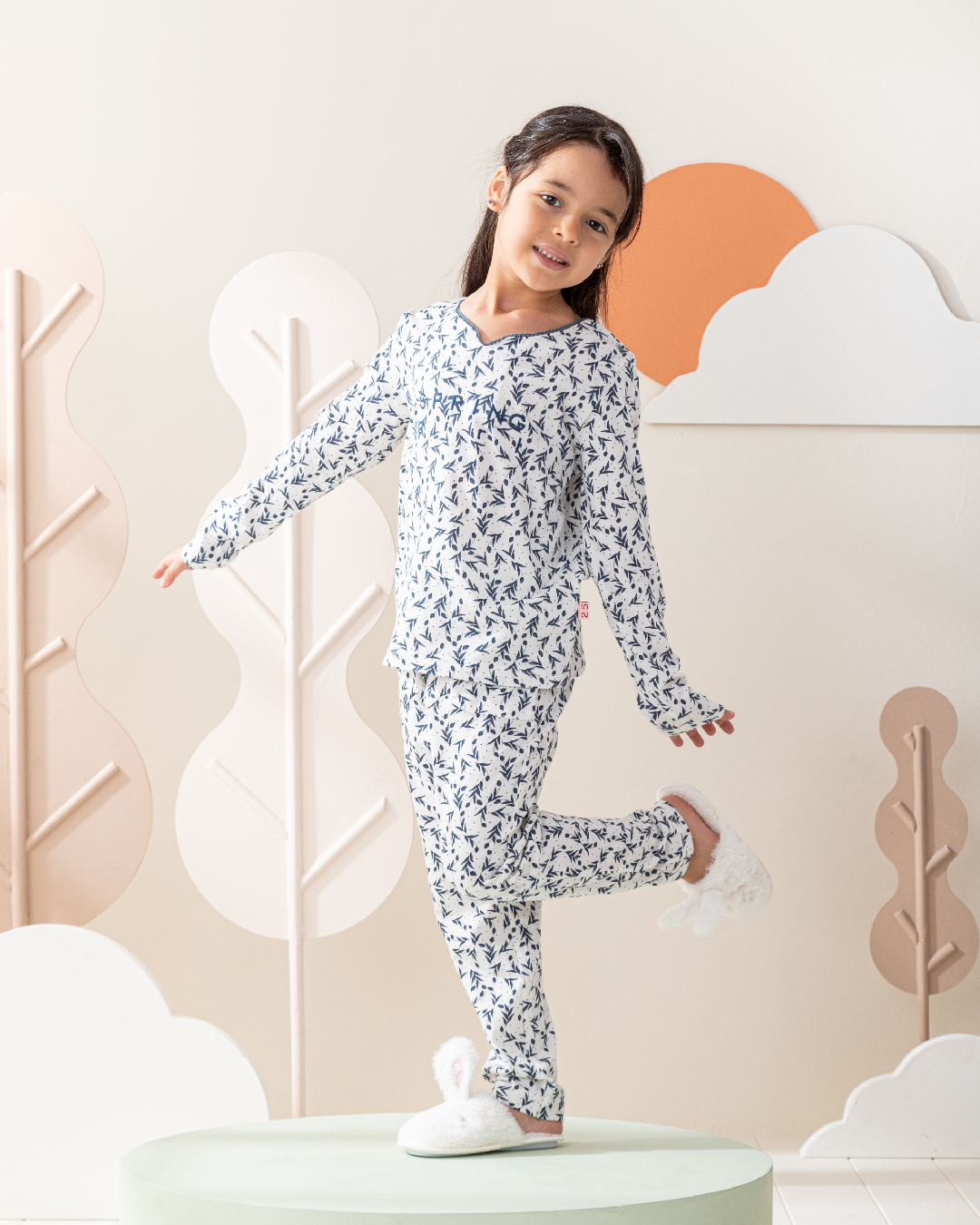 tiny roses بيجاما بناتي كُم طويل