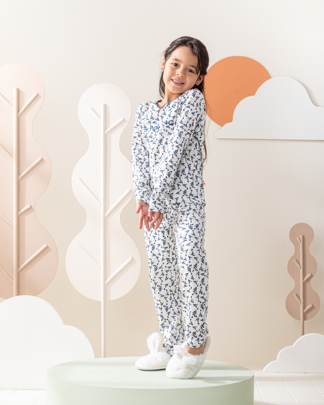 tiny roses بيجاما بناتي كُم طويل