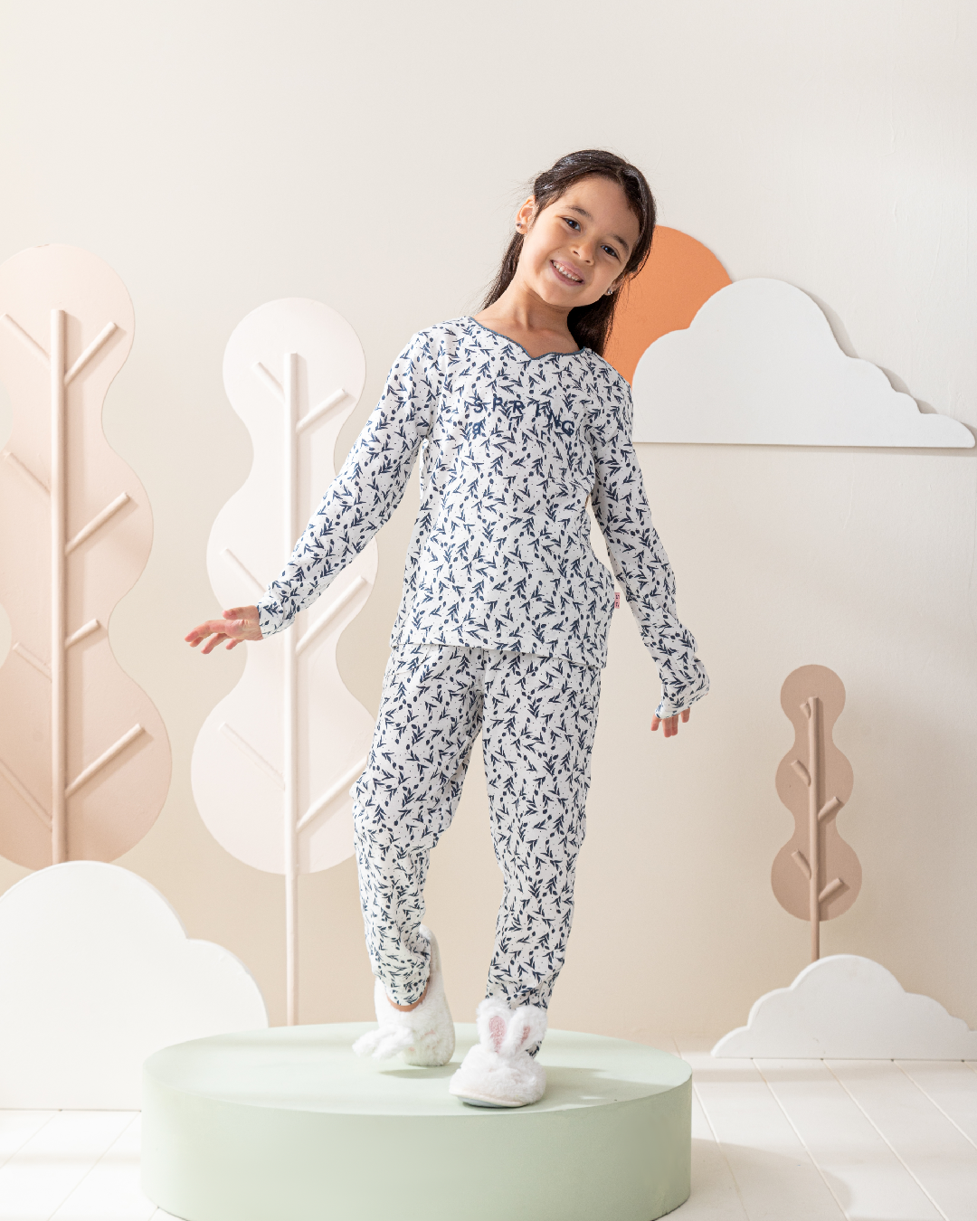 tiny roses بيجاما بناتي كُم طويل