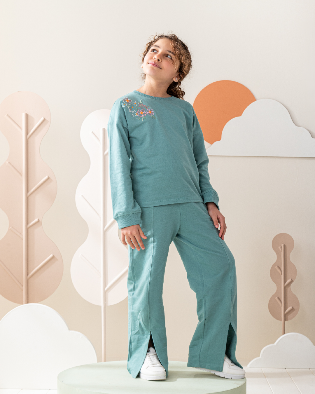 Floral girl بيجاما بناتي بكم و بنطلون