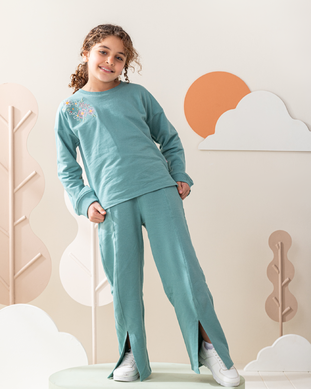 Floral girl بيجاما بناتي بكم و بنطلون