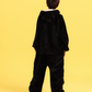 Children's black fleece Batman-print onesie