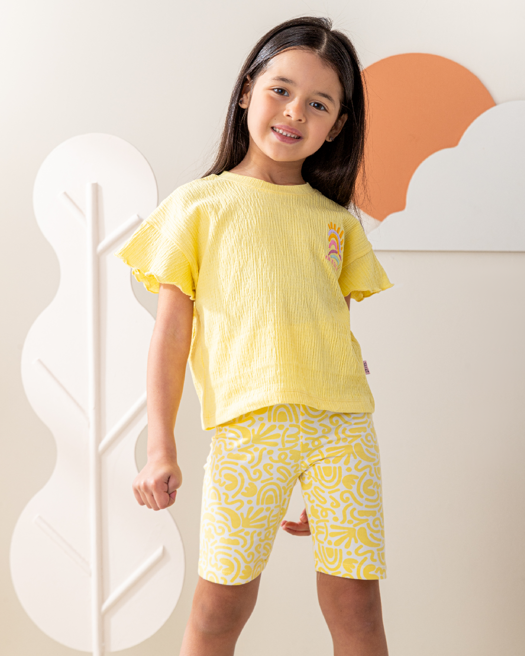 Fun in the sun Girls' half-sleeved pajamas and legging shorts