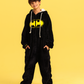 Children's black fleece Batman-print onesie