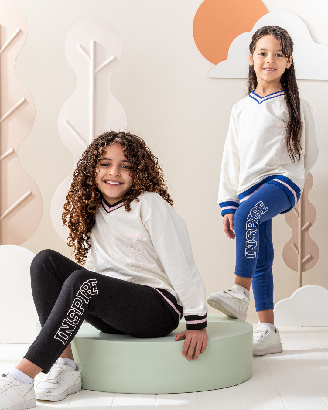 Grl Pwr Awesome بيجاما اطفالي بناتي سويتشرت وليجنج