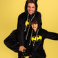 Children's black fleece Batman-print onesie
