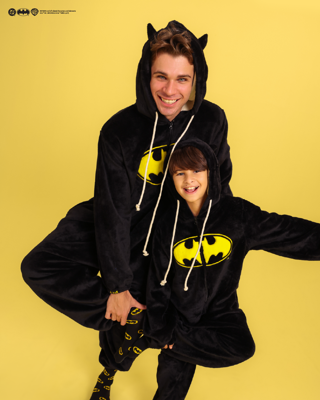 Children's black fleece Batman-print onesie