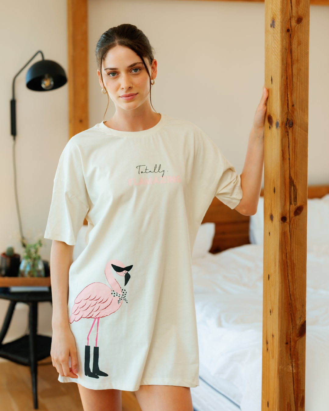 نايت شيرت حريمي الفلامنجو الوردي