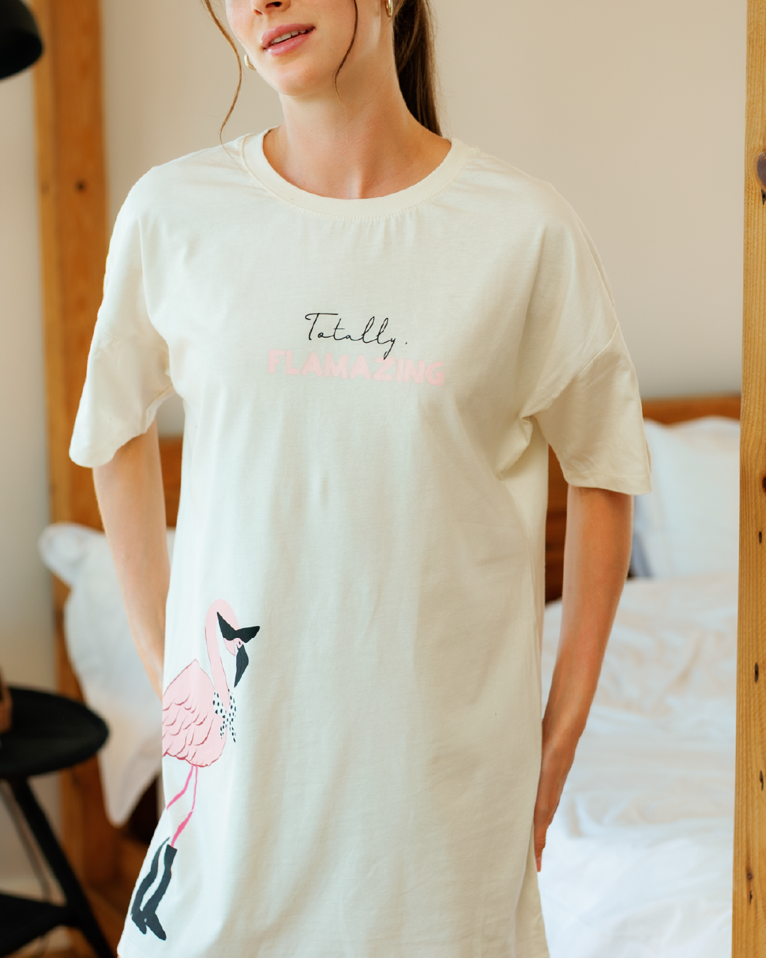 نايت شيرت حريمي الفلامنجو الوردي