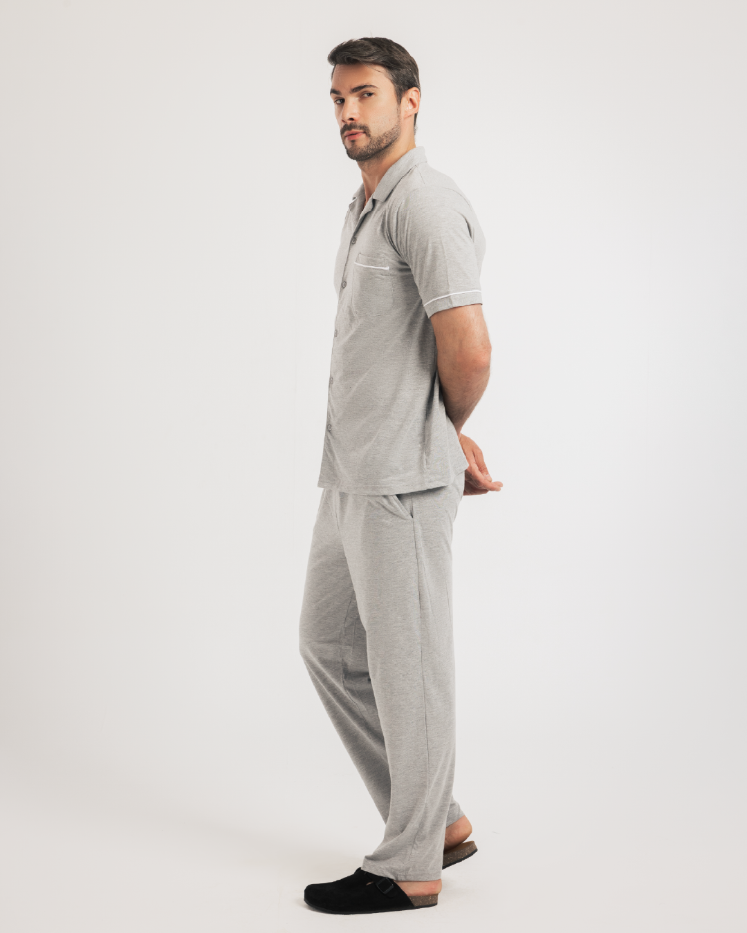 بيجاما كلاسيك قطن بزراير