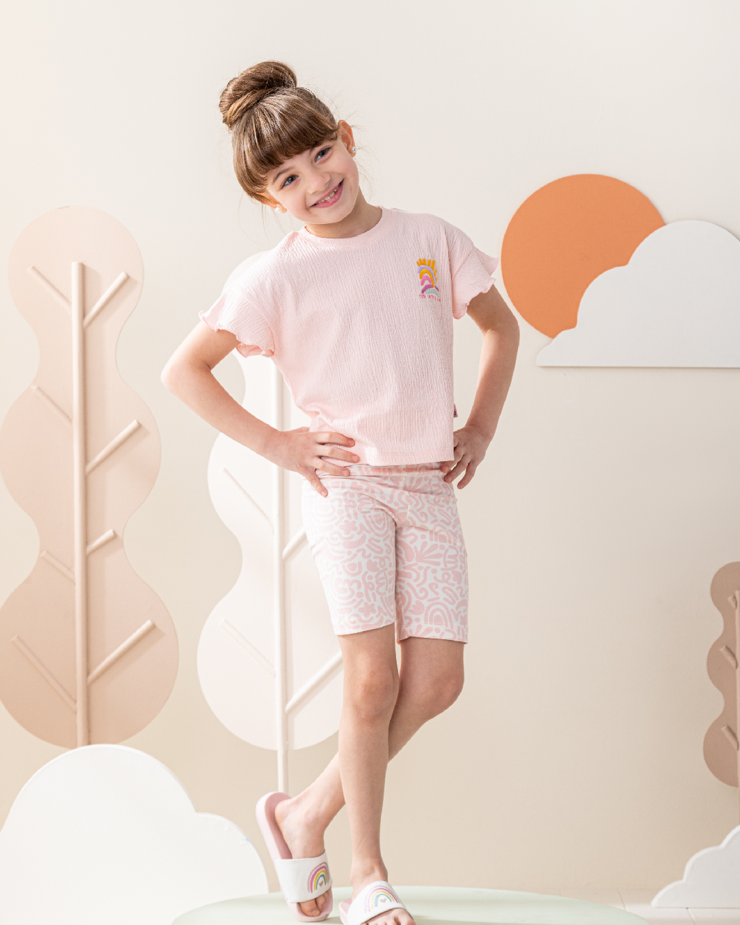 Fun in the sun Girls' half-sleeved pajamas and legging shorts