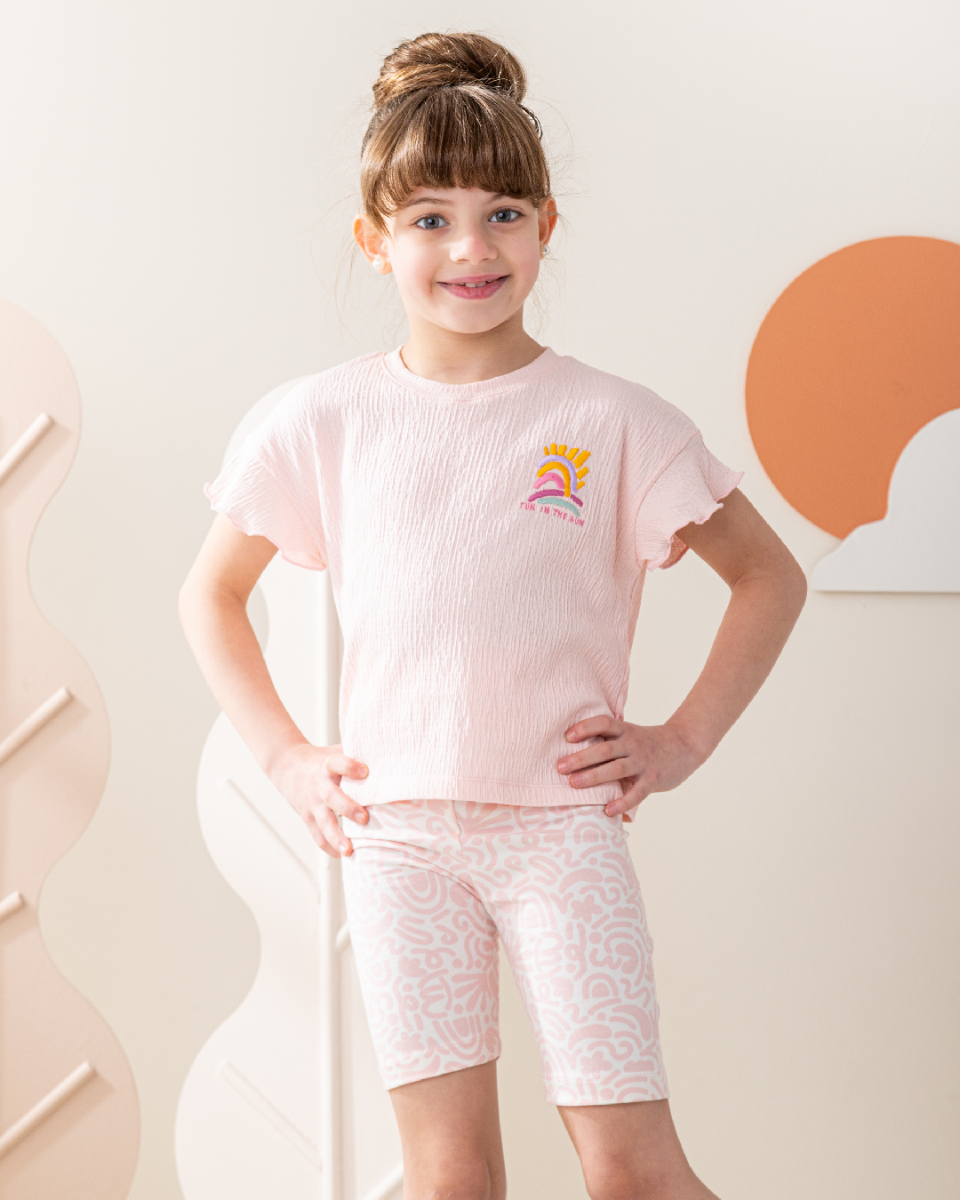 Fun in the sun Girls' half-sleeved pajamas and legging shorts