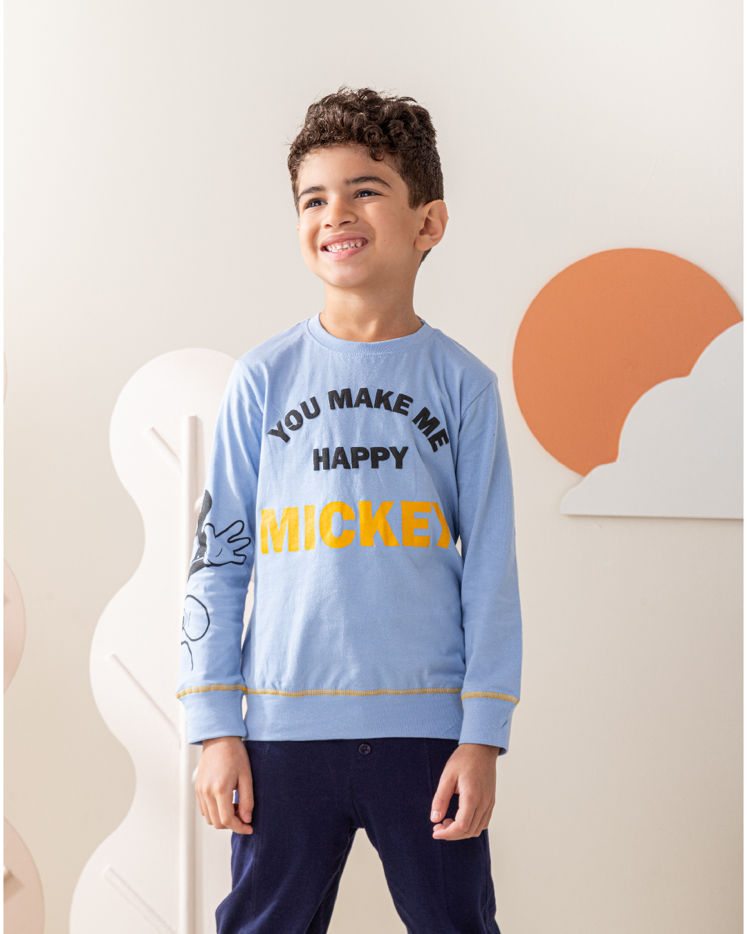 Happy Mickey بيجاما اولادي بكم و بنطلون بجيب