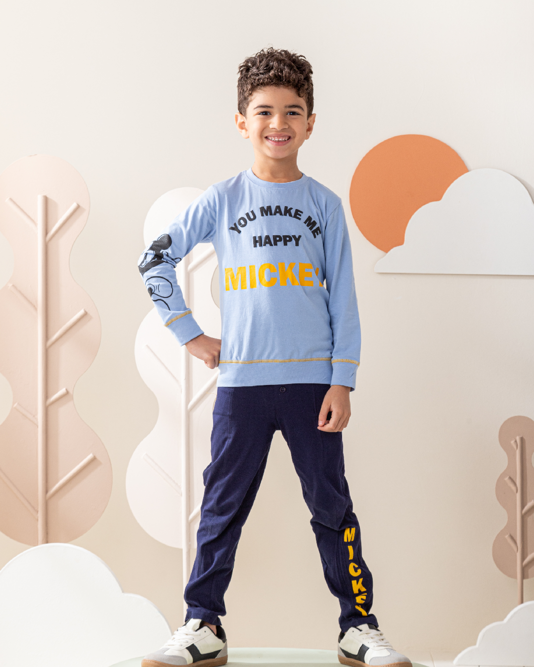 Happy Mickey بيجاما اولادي بكم و بنطلون بجيب