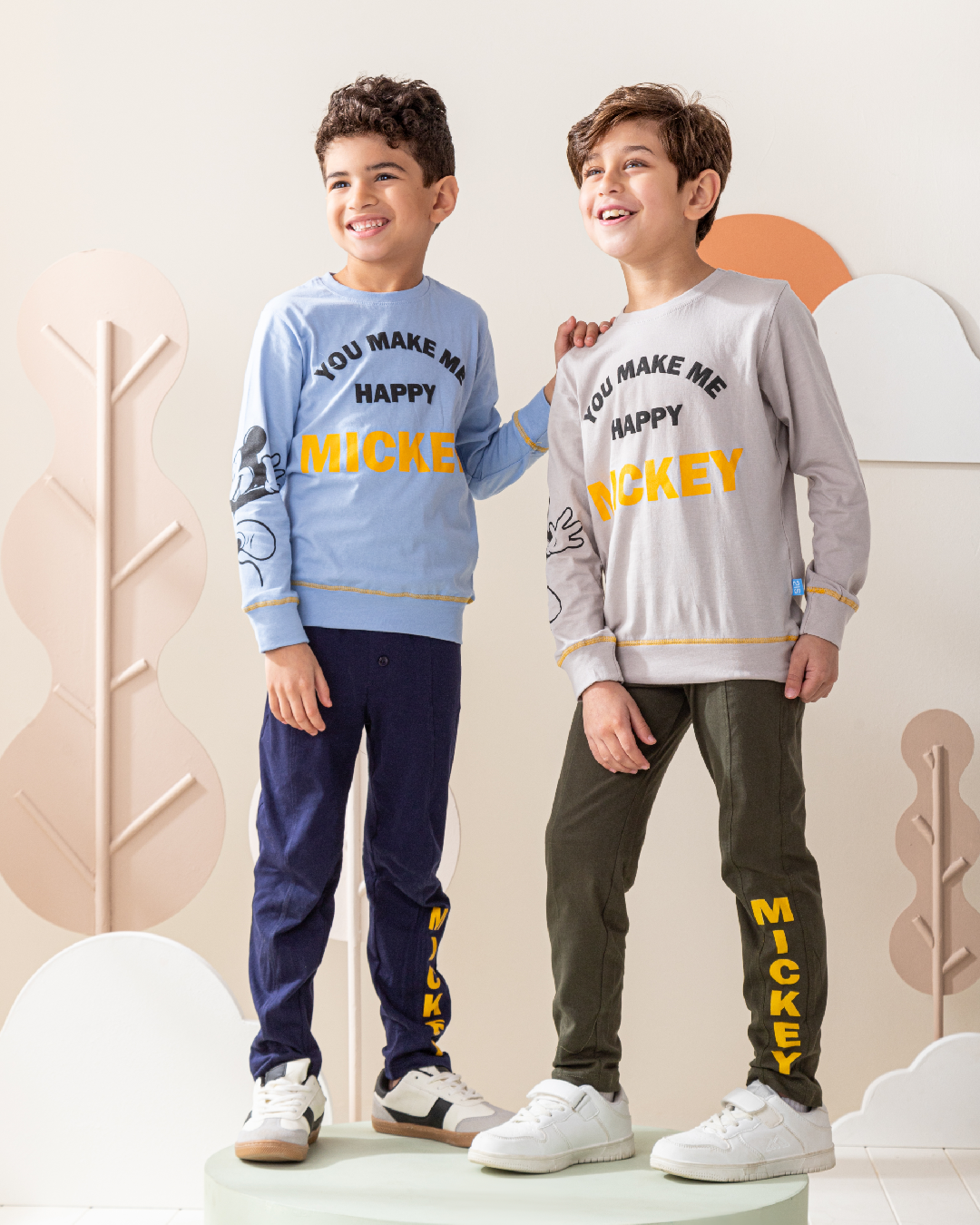 Happy Mickey بيجاما اولادي بكم و بنطلون بجيب