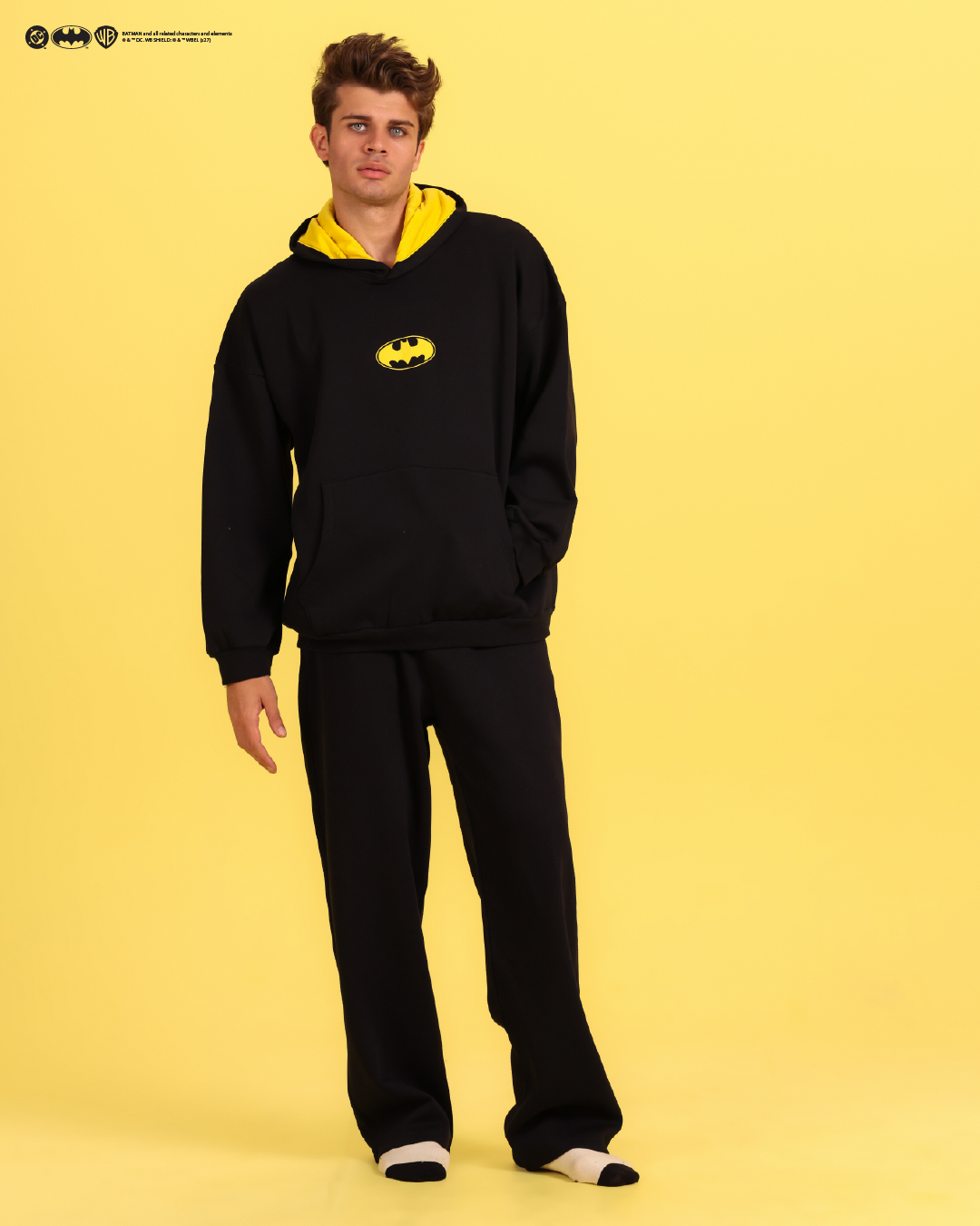 Men's hooded pajamas with Batman logo