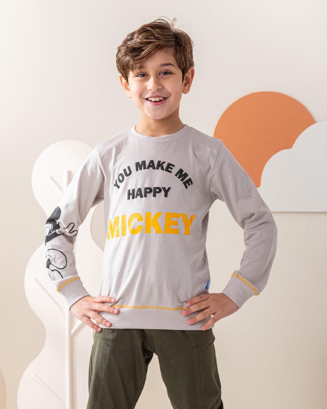 Happy Mickey بيجاما اولادي بكم و بنطلون بجيب