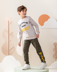 Happy Mickey بيجاما اولادي بكم و بنطلون بجيب