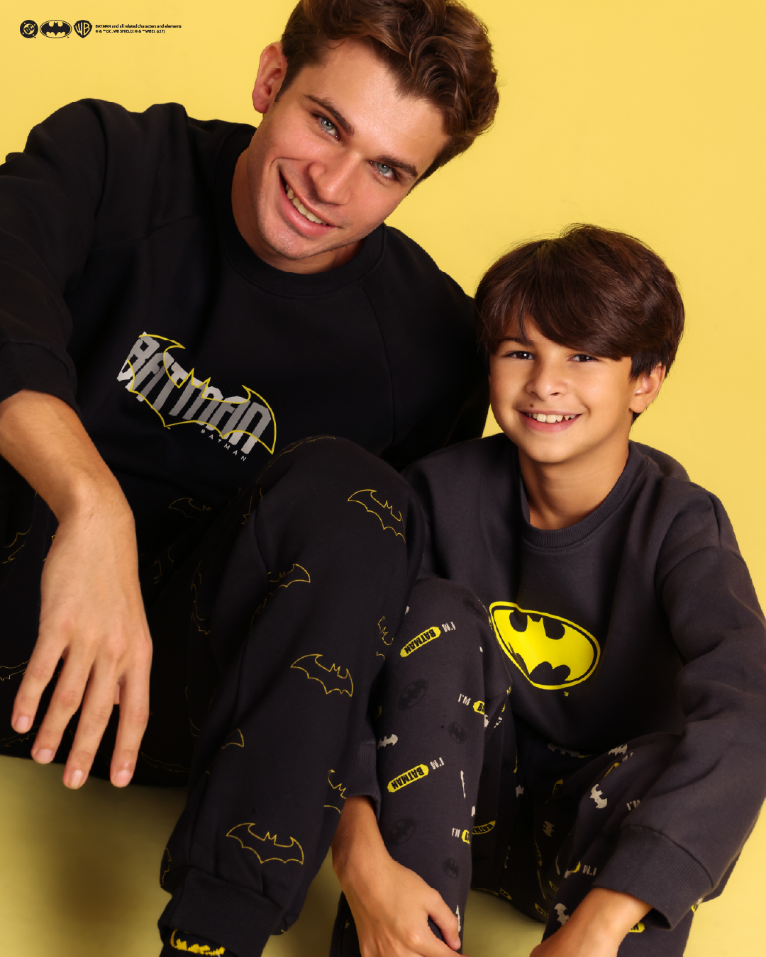 Batman crew-neck pajamas with printed pants