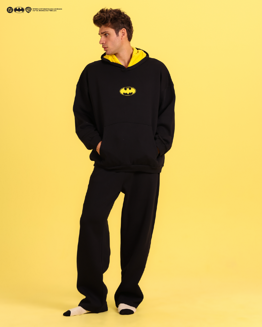 Men's hooded pajamas with Batman logo