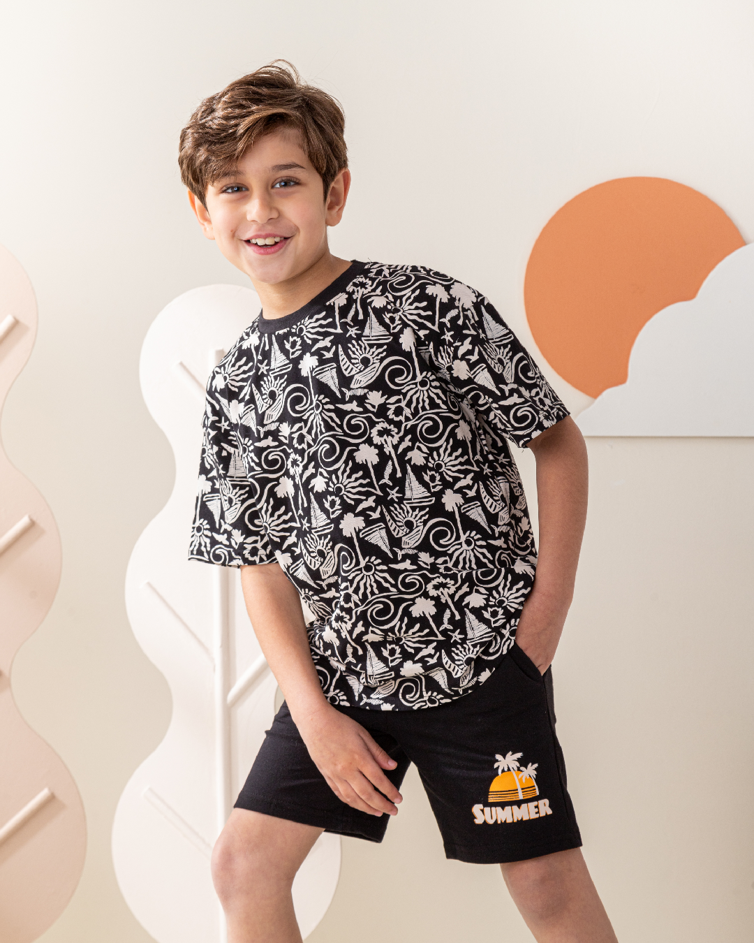 بيجاما نص كم اوفر سايز و شورت سمر ميلتون تروبيكال