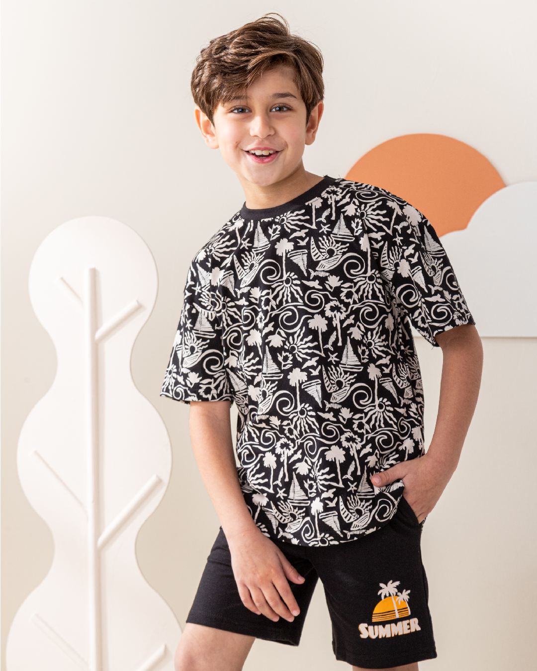 بيجاما نص كم اوفر سايز و شورت سمر ميلتون تروبيكال