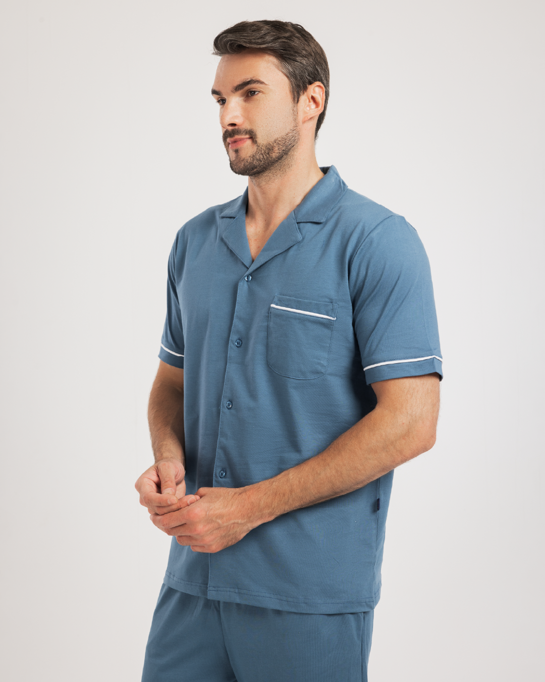 بيجاما كلاسيك قطن بزراير