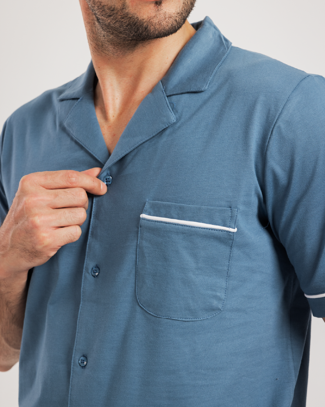 بيجاما كلاسيك قطن بزراير