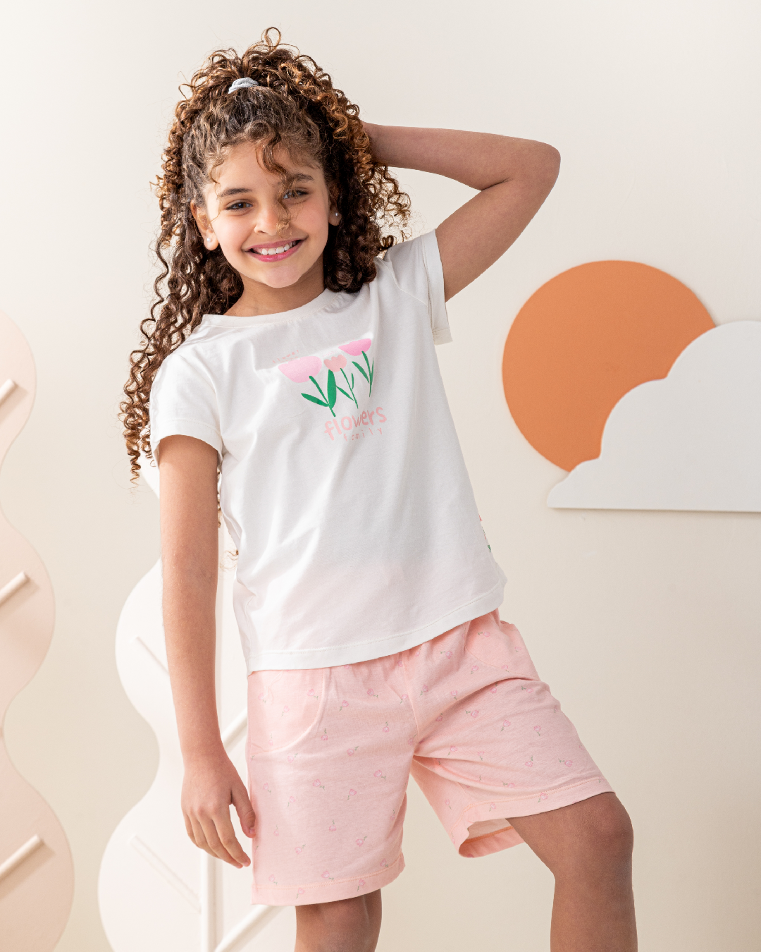 بيجاما شورت ورود صغيره قطن