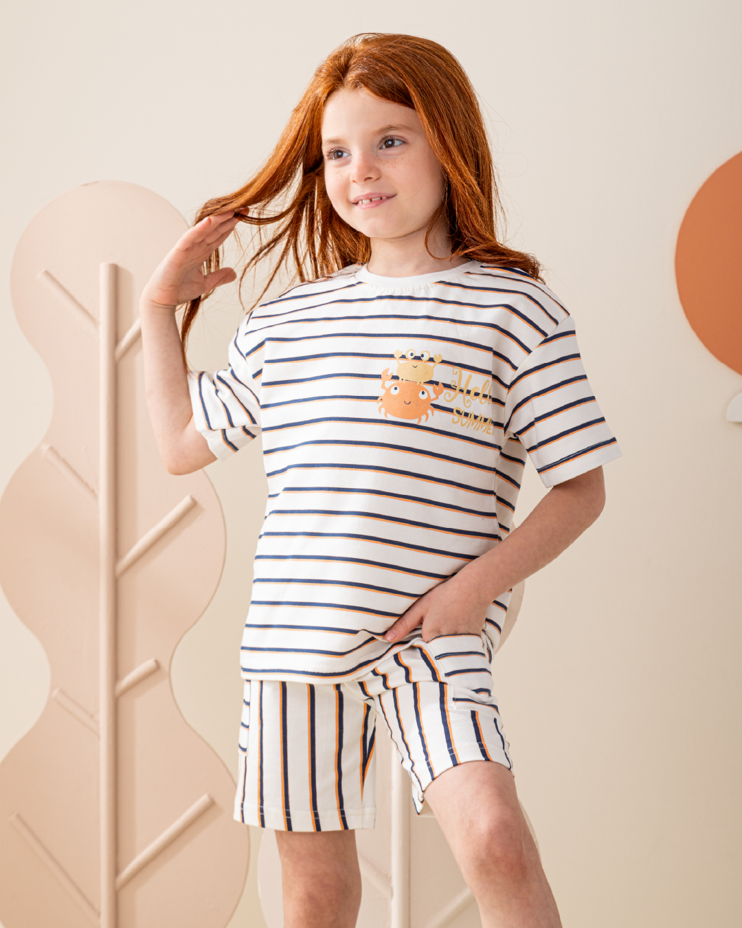 طقم شورت و نص كم سمر ميلتون منقط اهلا بالصيف