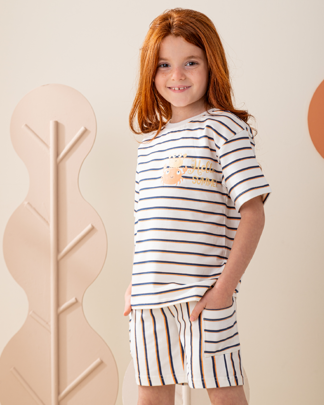 طقم شورت و نص كم سمر ميلتون منقط اهلا بالصيف