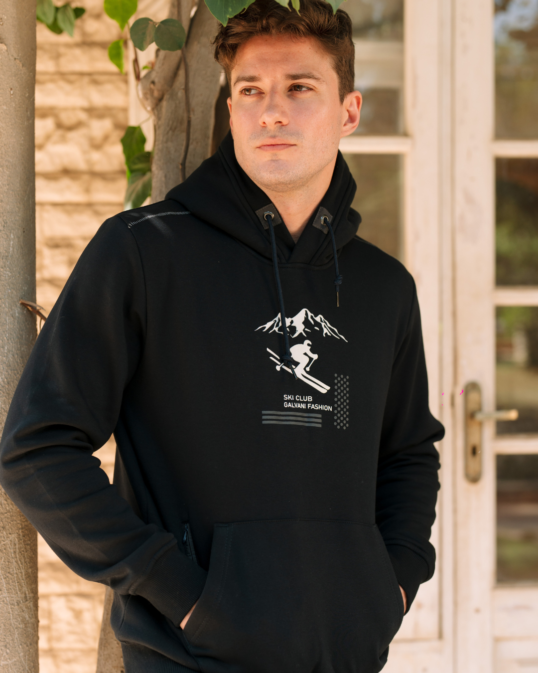 SKI CLUB GALVANI FASHION Men's hooded pajamas with pockets and chest print