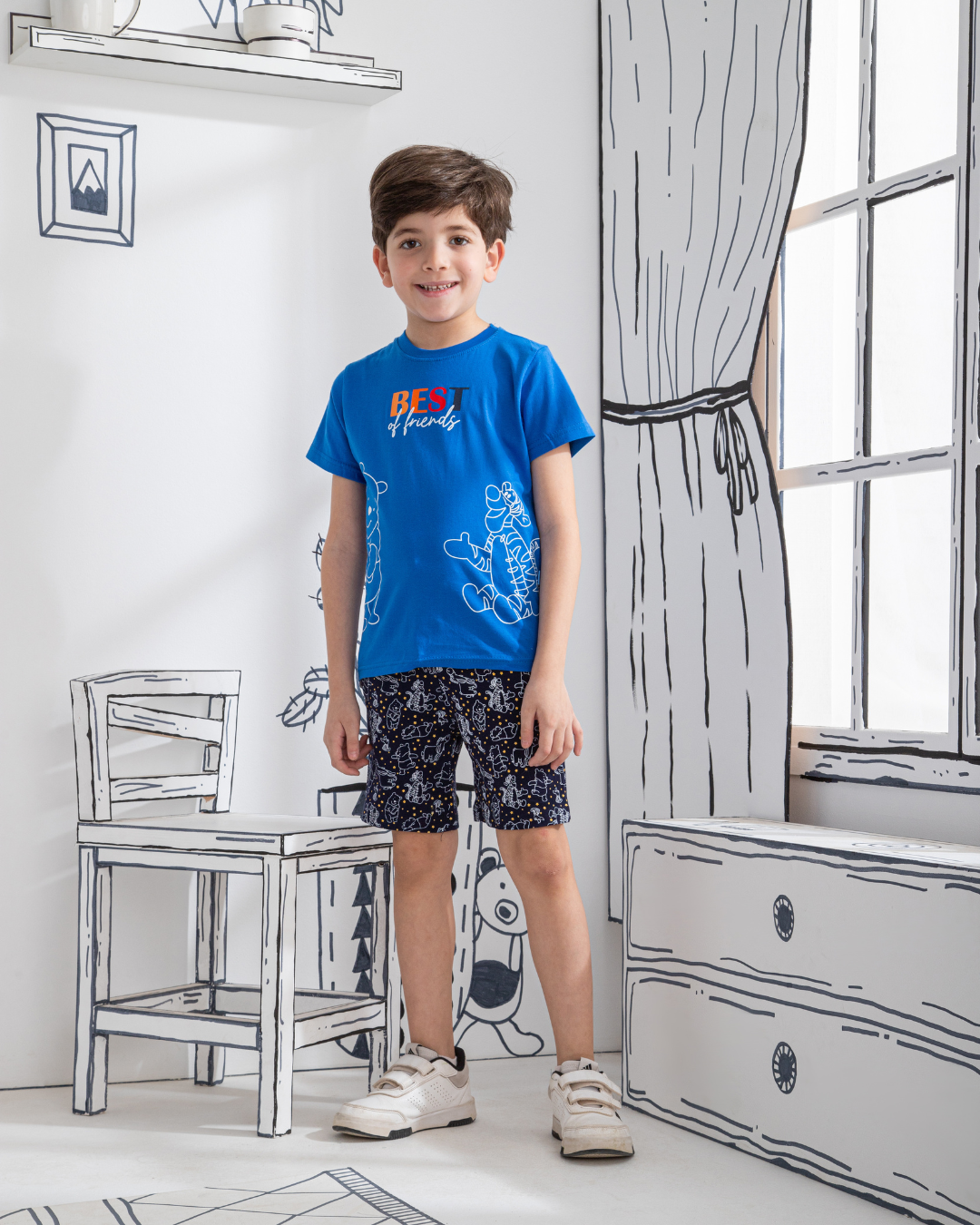 Best of friends بيجاما اولادي نص كم و شورت قطن