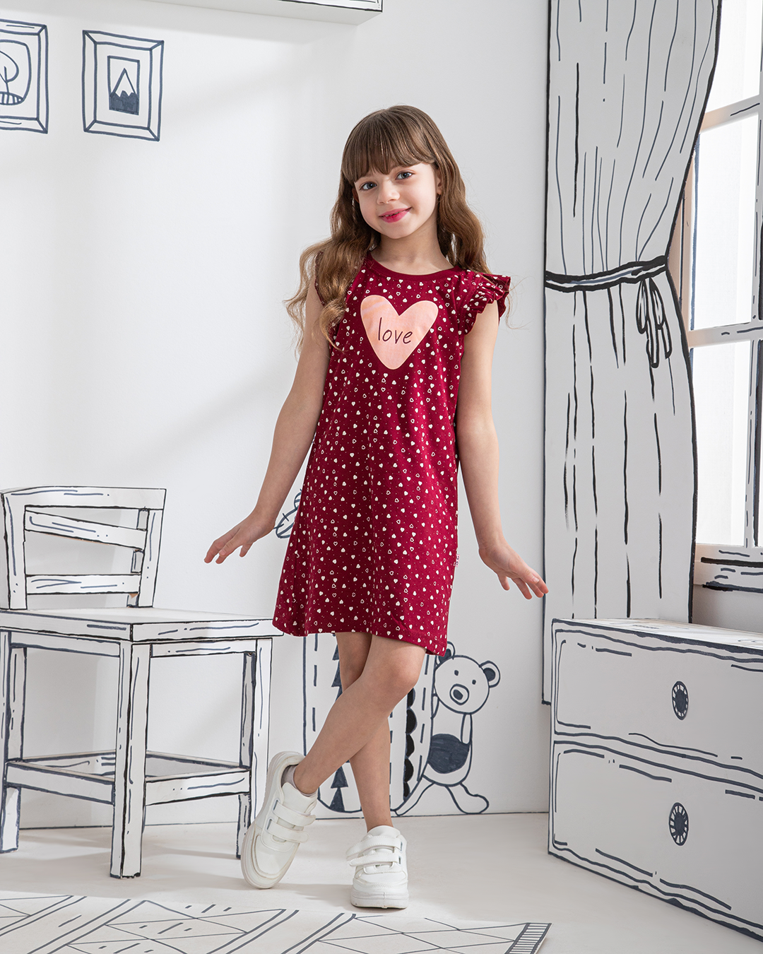 Love hearts girls nightgown