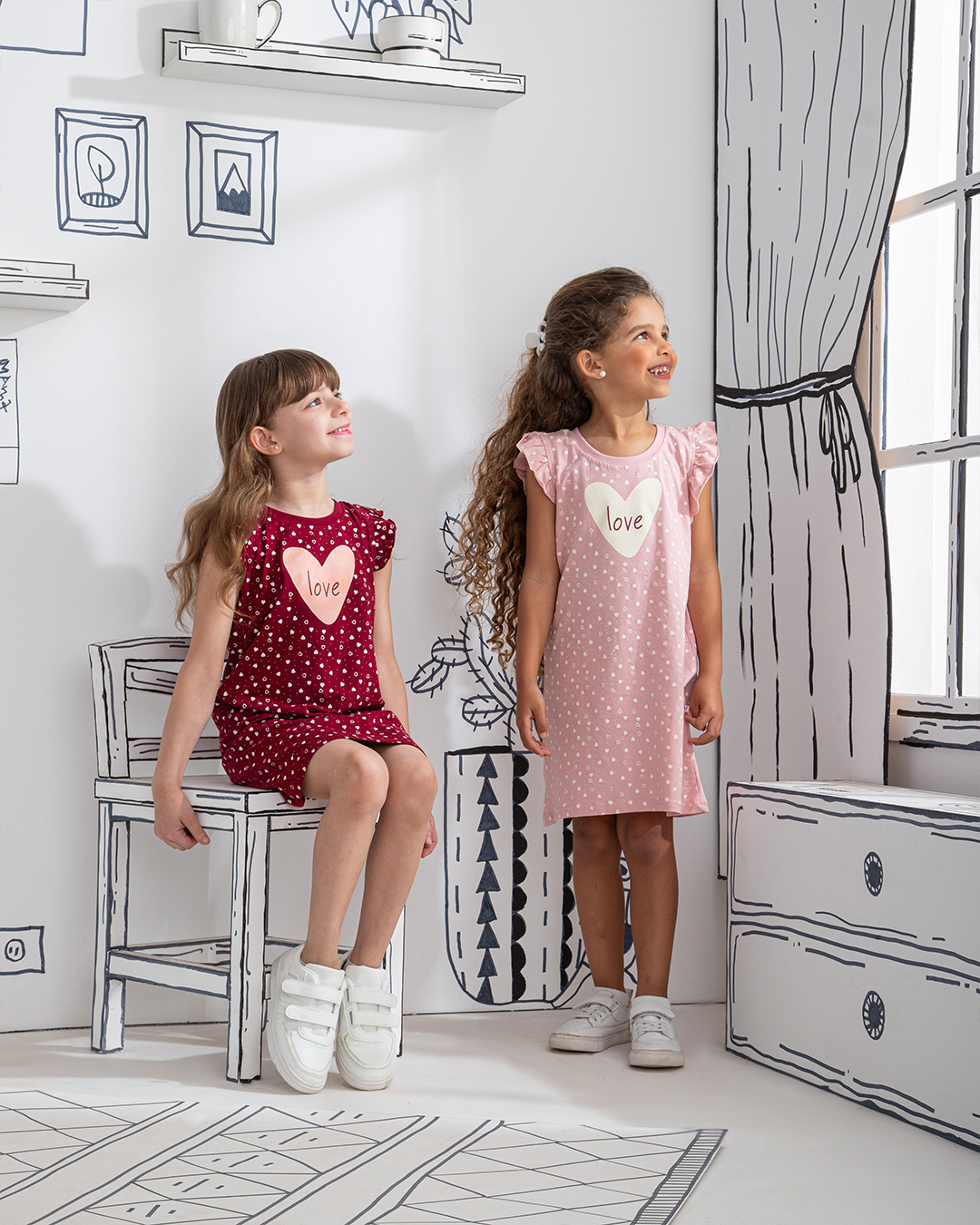 Love hearts girls nightgown
