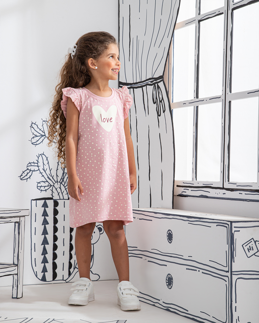 Love hearts girls nightgown