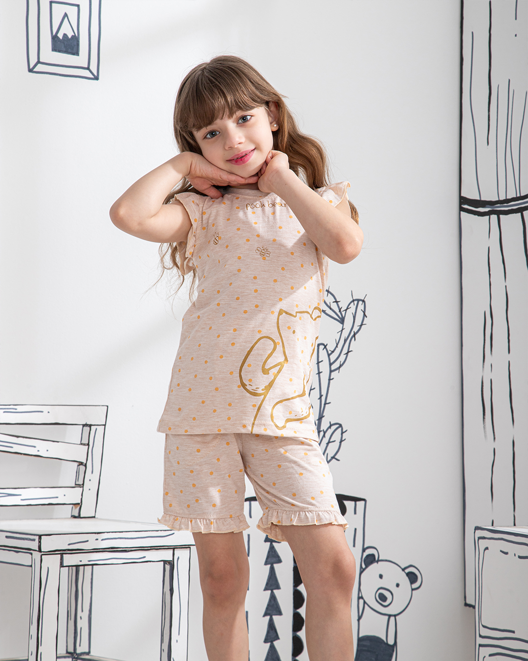 Pooh Bear بيجاما بناتي نُص كُم