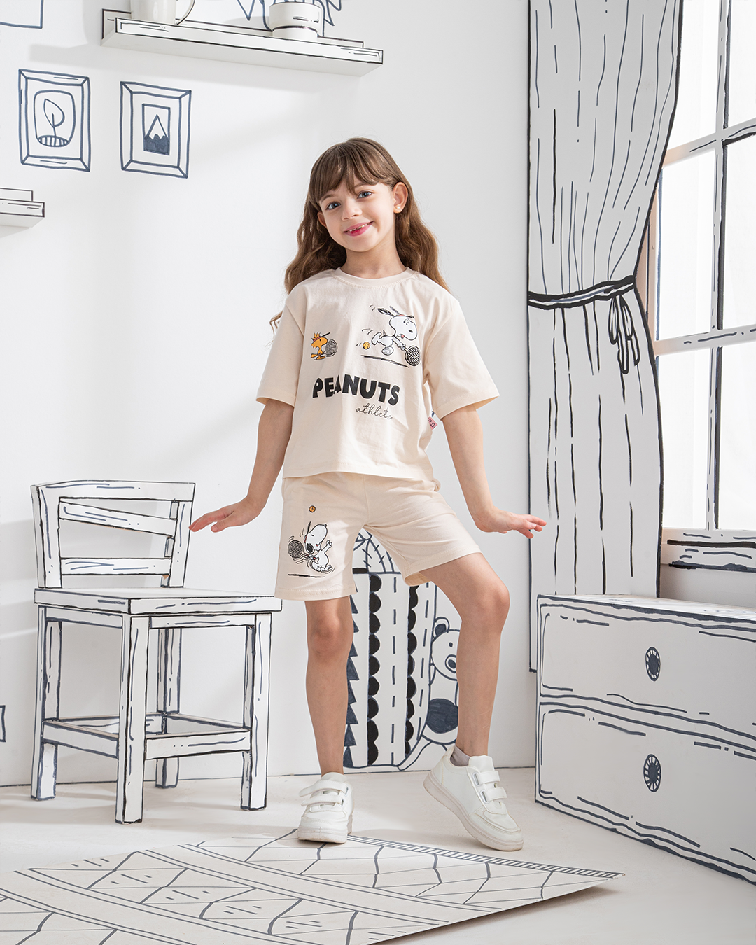 Tennis Snoopy بيجاما بناتي نُص كُم