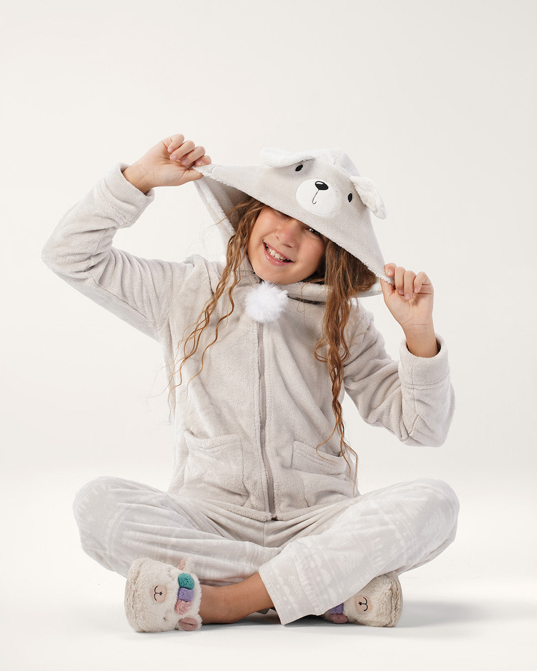 بيجاما قطيفه بكابيشون دب