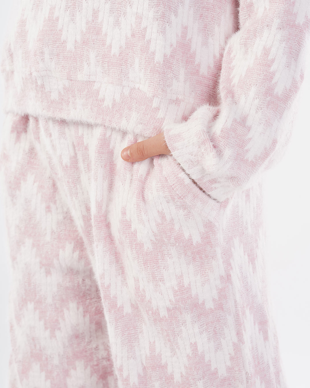 طقم  كم طويل الزجزاج الدافئ