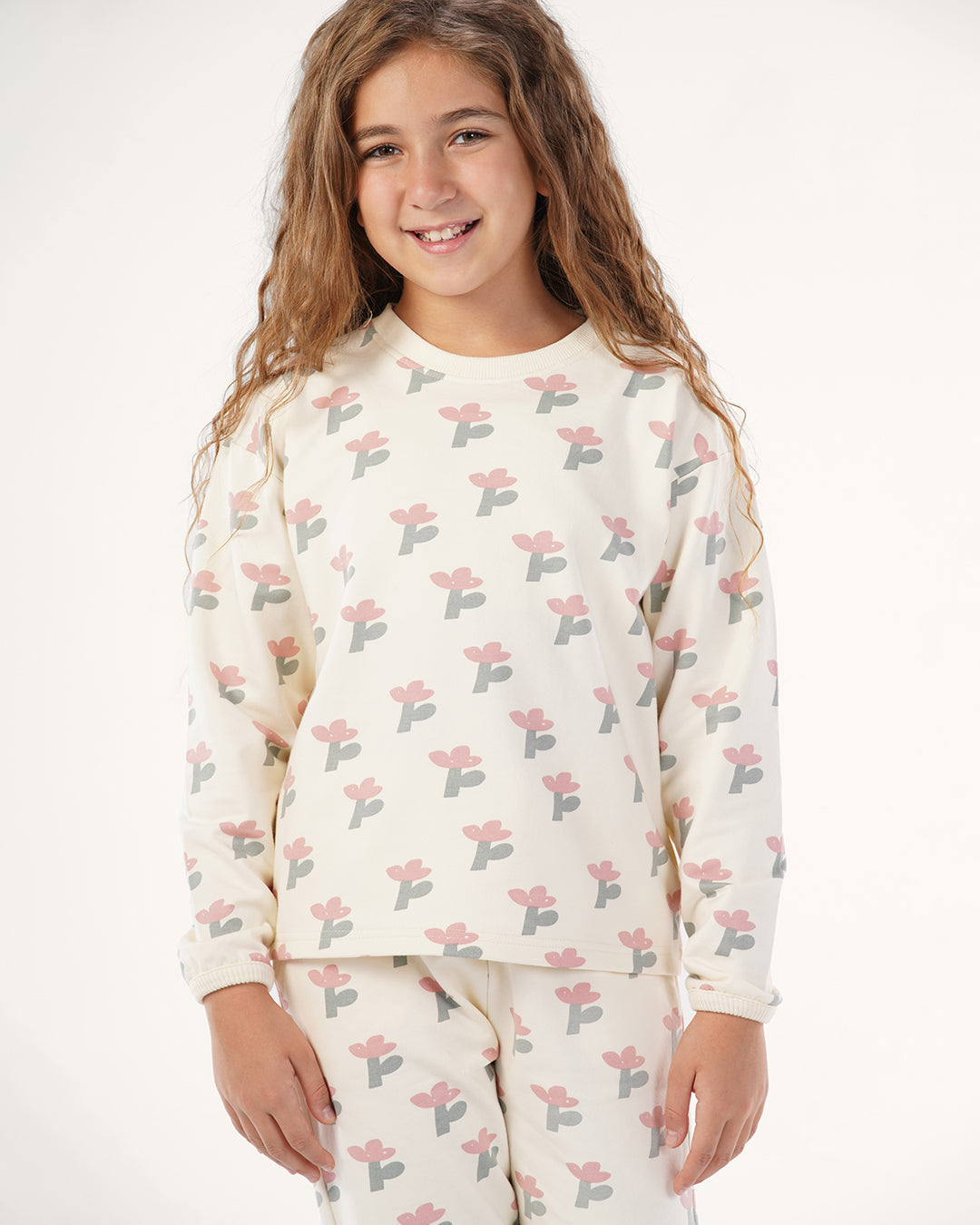 بيجاما كم طويل ورود مرحة